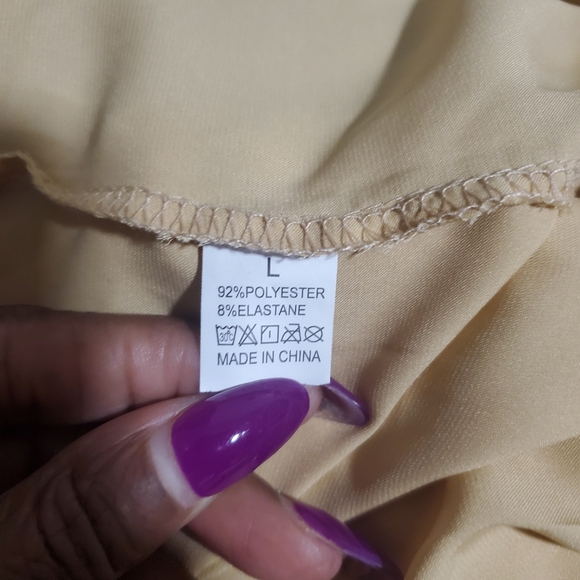 Womens Yellow Satin Midi Slip Skirt | Elastic Waist | Flowy Size Large - Picture 3 of 3